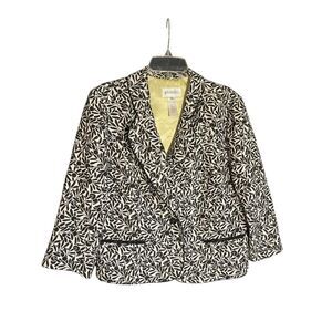 Studio I Black and White Patterned Blazer Size 16